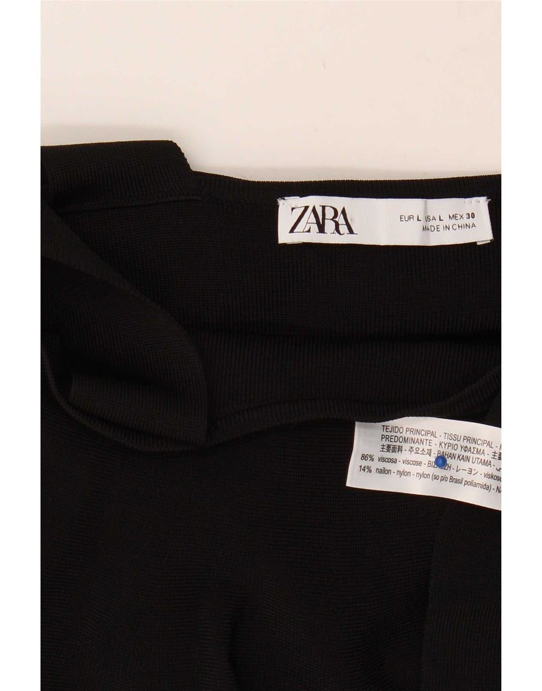 Zara Dame Tiered Cami Top UK 14 Large Black Viscose