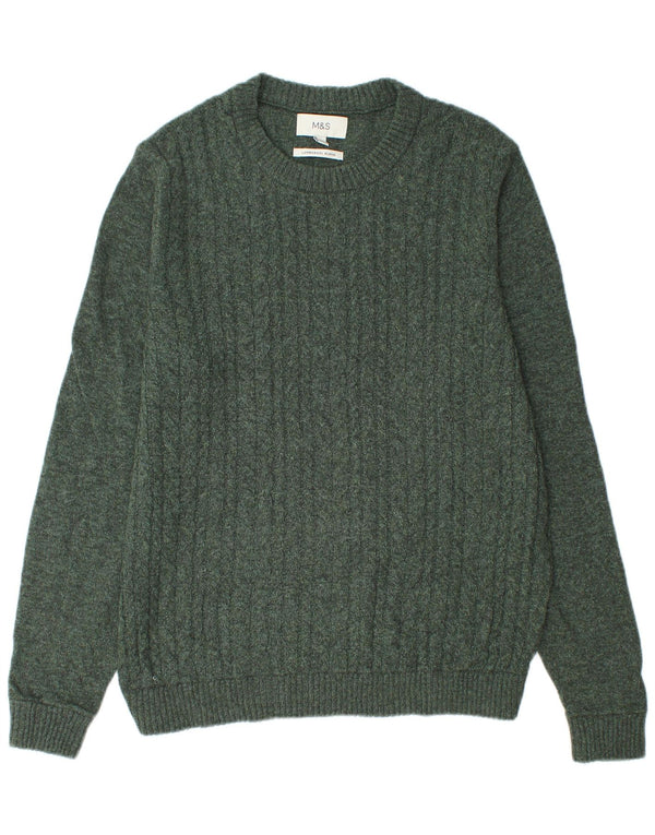 Marks & Spencer Mens Boat Neck Jumper Sweater Large Green Polyamide