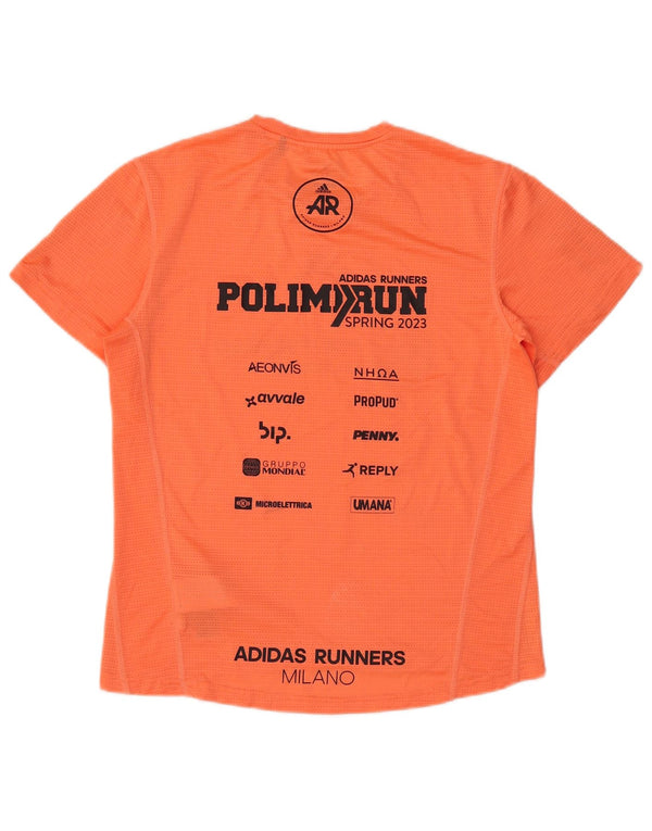ADIDAS Aeroready Graphic T-Shirt Top UK 12/14 Medium Orange