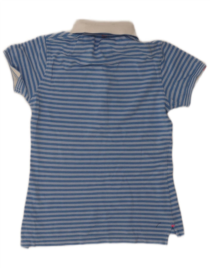 Sun68 Dame poloshirt UK 8 Lille blå stribet bomuld
