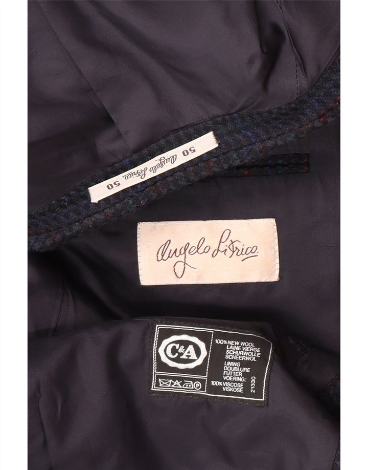 Angelo Litrico Herre 2-knaps blazerjakke IT 50 Stor blå ternet Ny uld