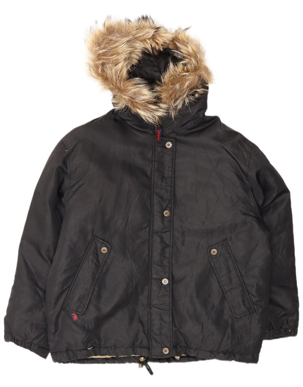 Slam Dame Hætte Oversized Polstret Jakke UK 14 Medium Sort Nylon