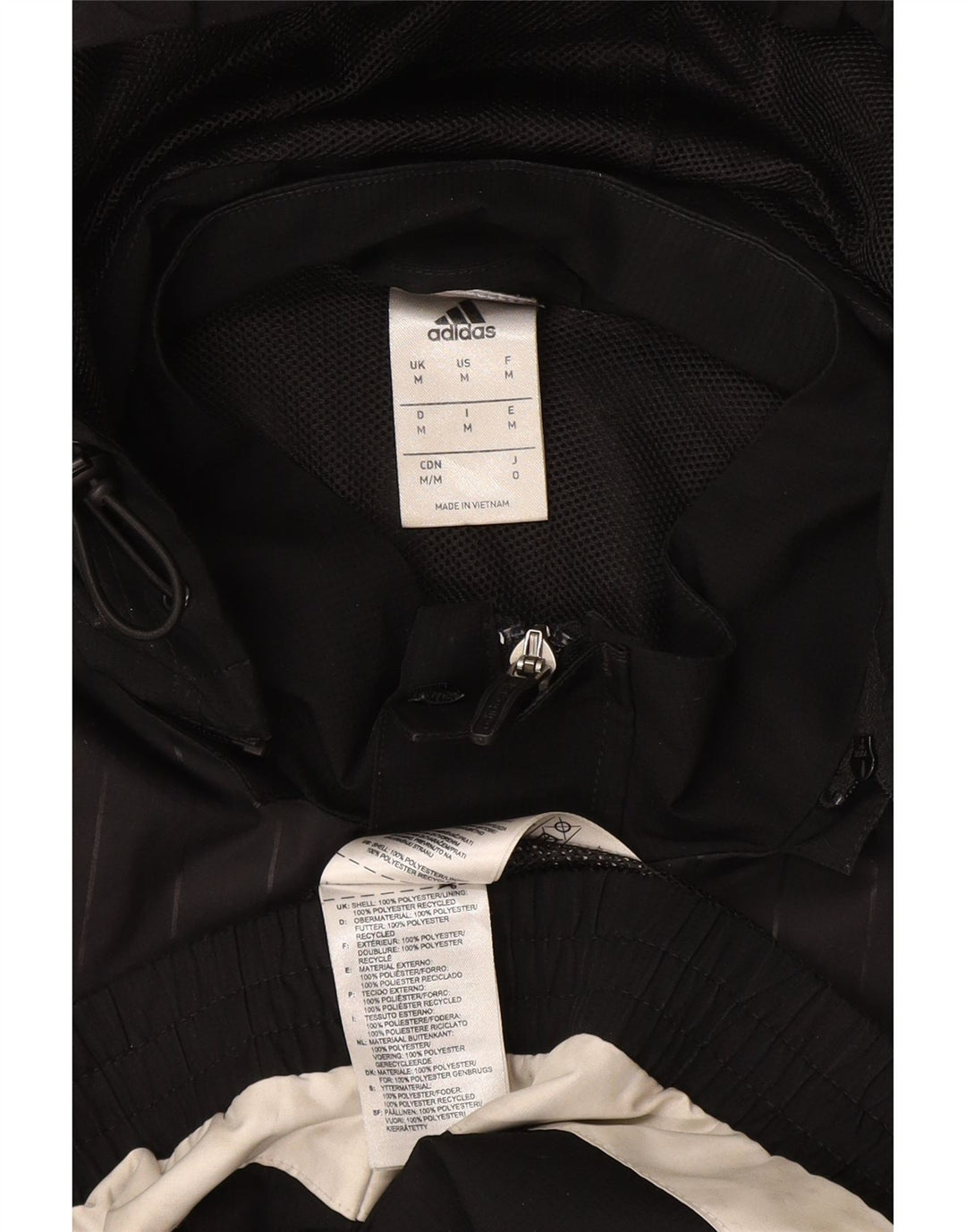 ADIDAS Regnjakke med hætte til mænd UK 38 Medium Sort Colourblock Polyester