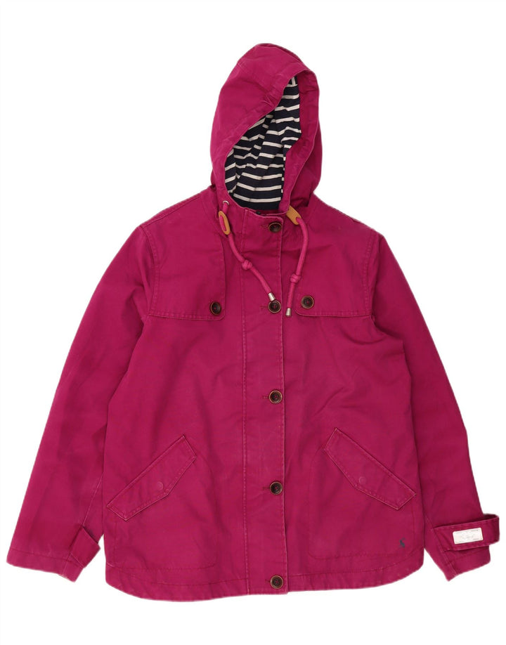 JOULES Dame Hooded Bomber Jacket UK 14 Large Pink Bomuld