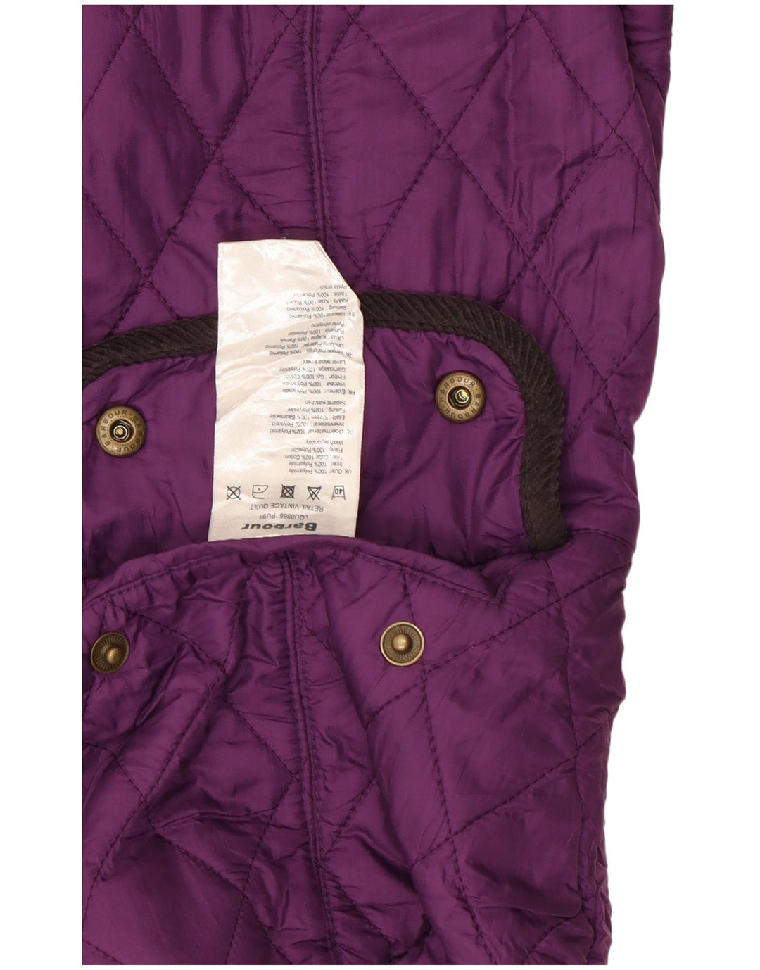 Barbour Quiltet jakke til kvinder UK 12 Medium Lilla Colourblock Polyester