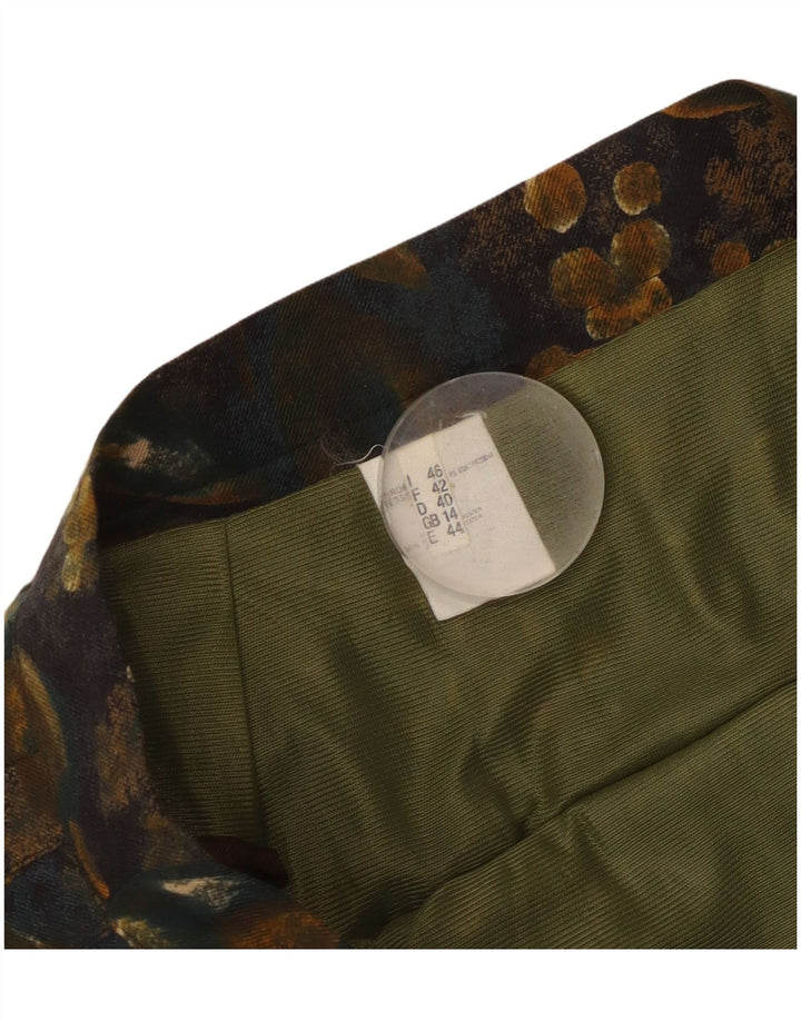 Vintage kvinders højtalje plisseret nederdel UK 14 Medium W30 Khaki Polyester