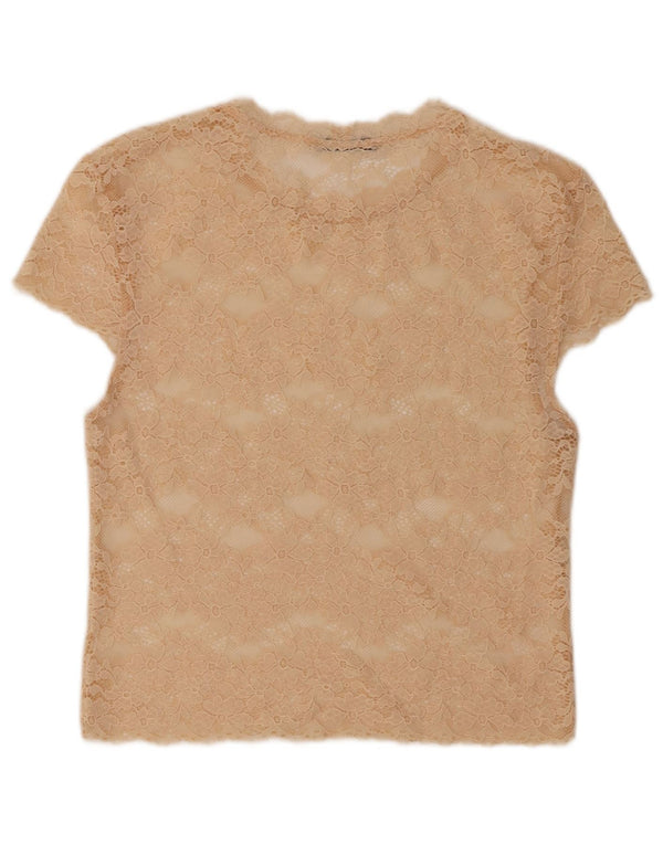 Zara Dameblonde Se Through Top UK 10 Small Beige Floral