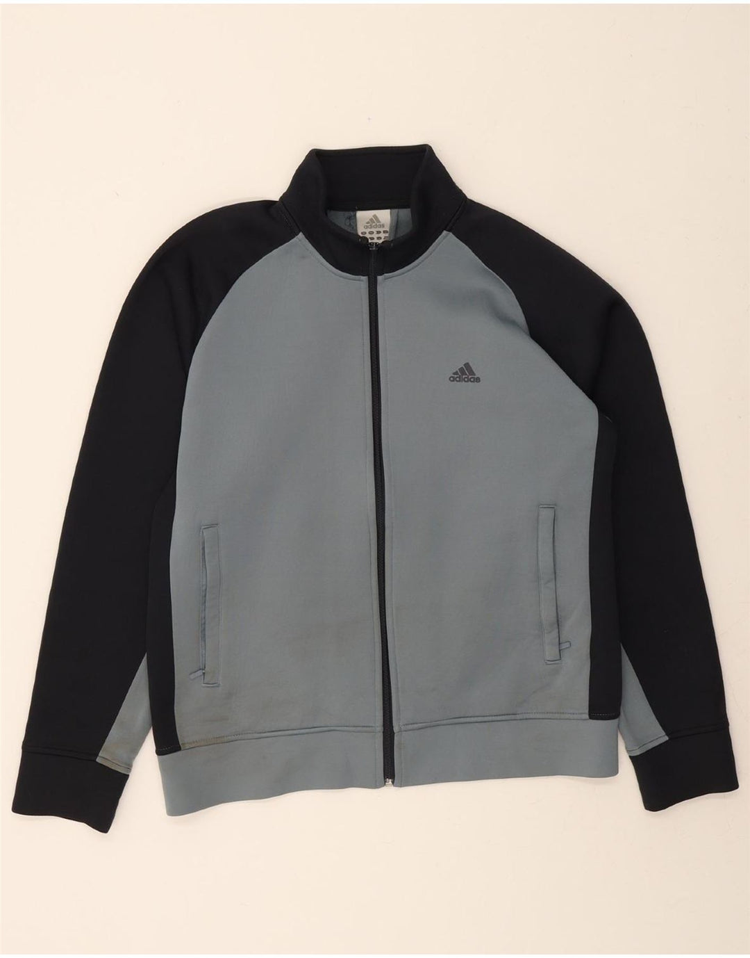 ADIDAS Mens Tracksuit Top Jacket Medium Grey Colourblock Polyester Vintage Adidas and Second-Hand Adidas from Messina Hembry 
