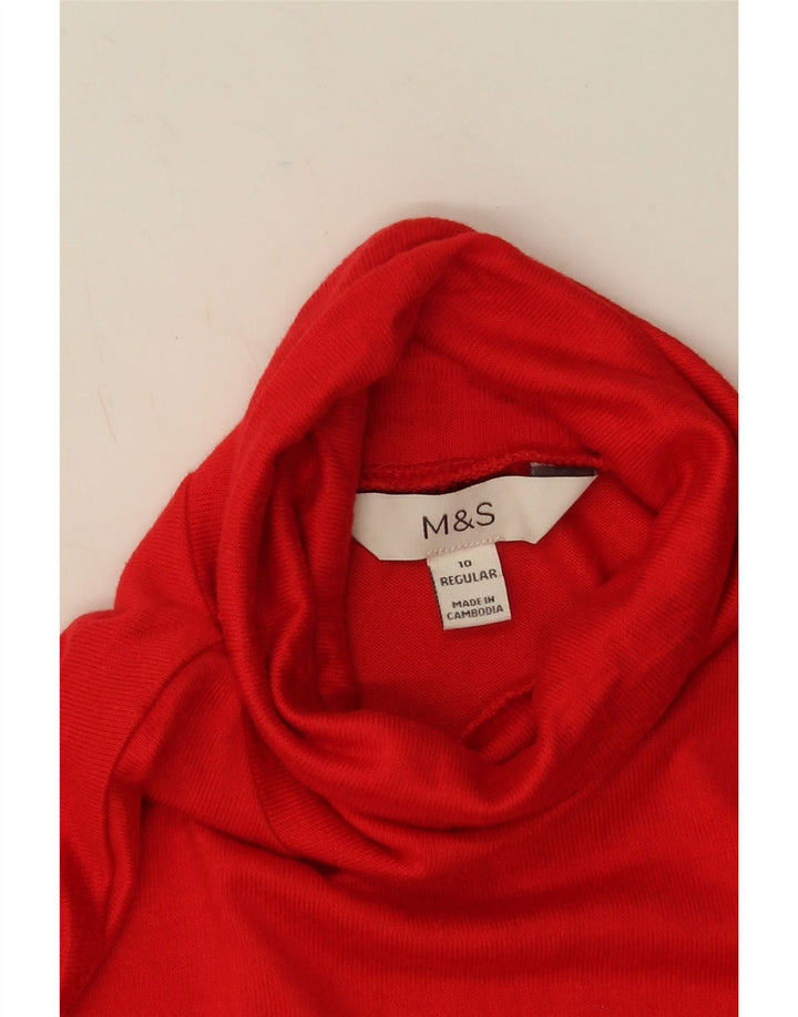 Marks & Spencer Womens Regular Fit Top Langærmet UK 10 Lille rød viskose