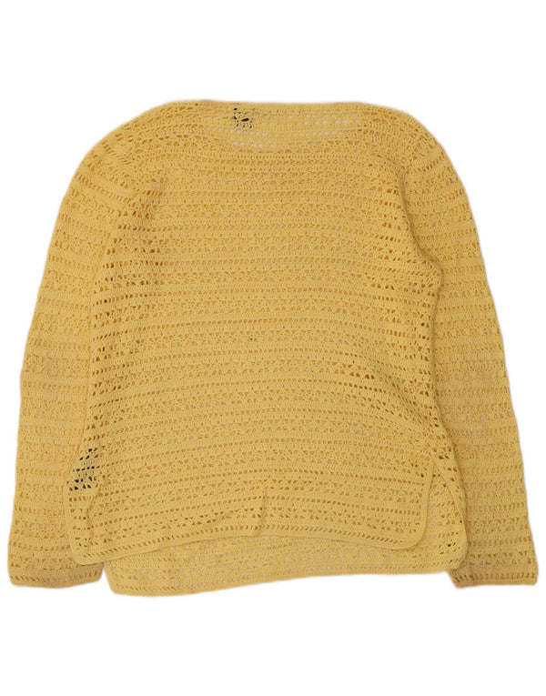 Liz Claiborne Dame Se Through Boat Neck Jumper Sweater UK 14 Medium Yell