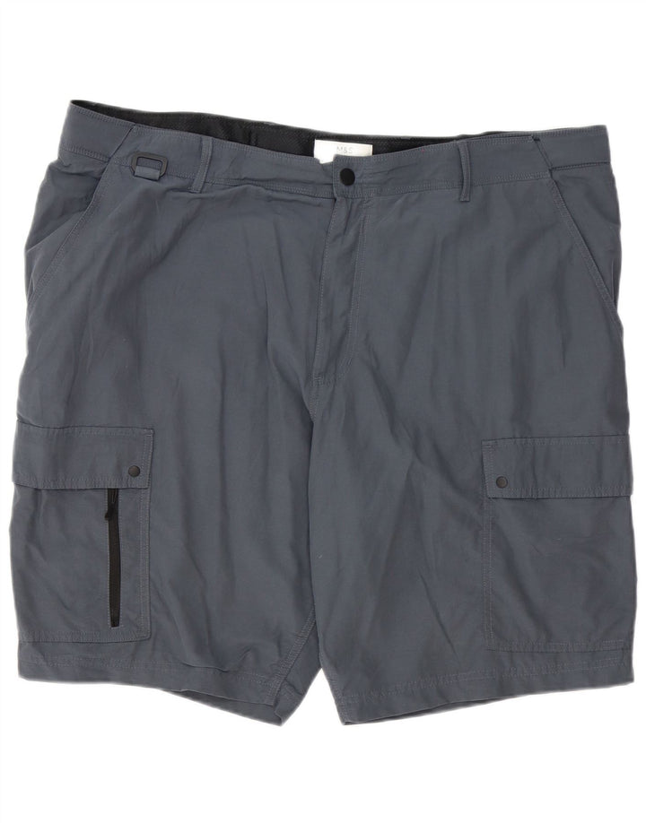 MARKS & SPENCER Herre Cargo Shorts W44 2XL Grå Polyester