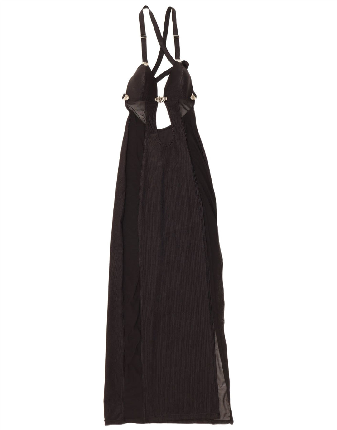 Vintage Dame Halter Maxi Dress UK 12 Medium Sort Polyamid