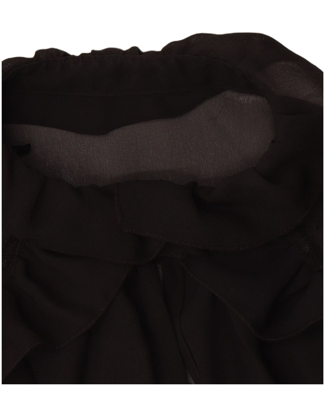 Vintage Dame se Gennem Langærmet Bluse Top UK 16 Large Black