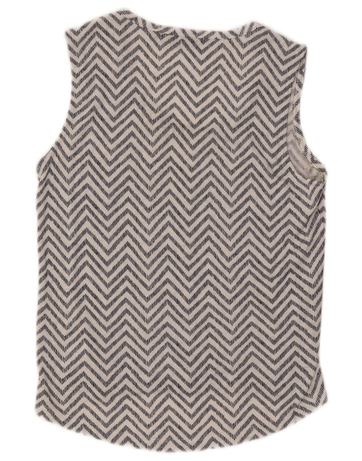 Athleta Dame ærmeløs bluse Top UK 6 XS Hvid Chevron Modal