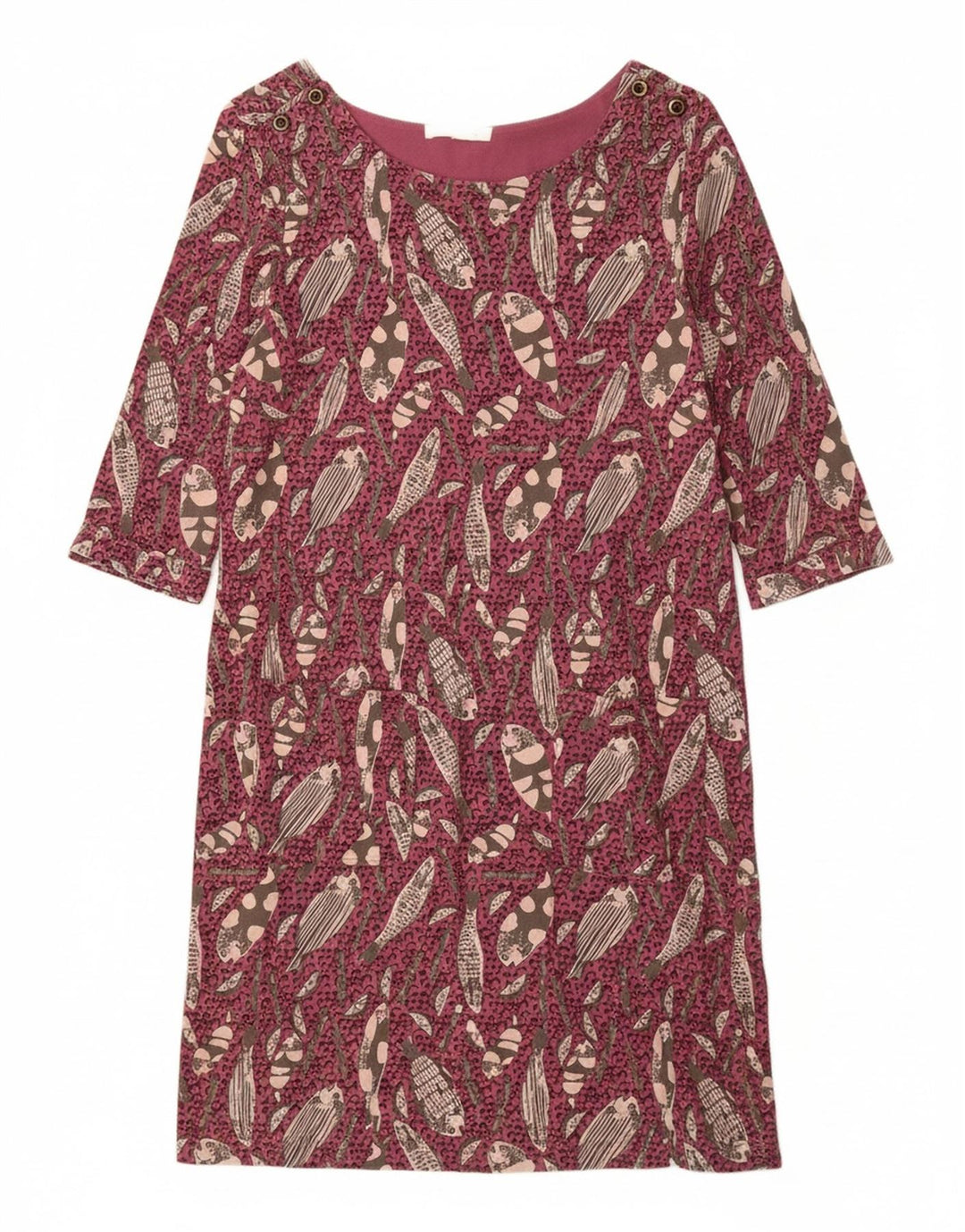WHITE STUFF Womens Sheath Dress UK 12 Medium Burgundy Animal Print