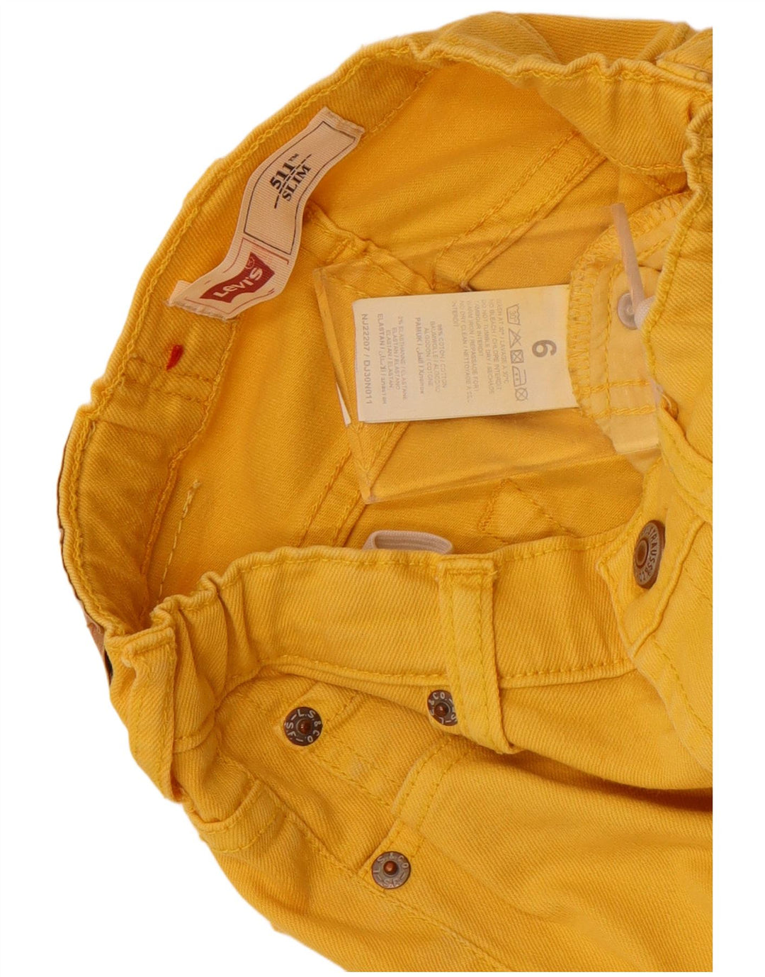 Levi's Boys 511 Slim Jeans 5-6 år W22 L21 Gul Bomuld