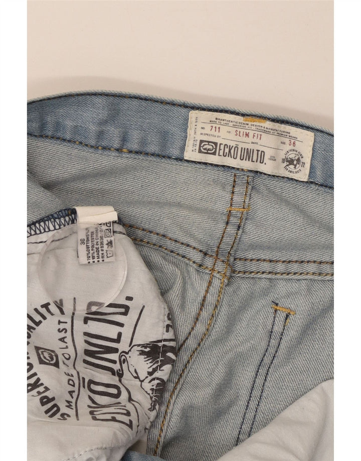 ECKO UNLTD Mens 711 Slim Fit Denim Shorts W36 Large Blue Cotton