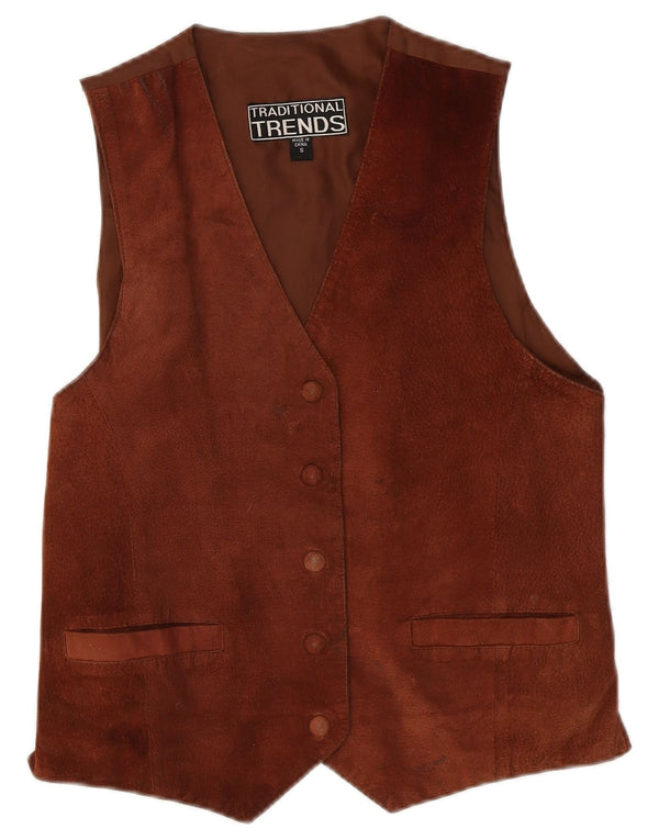 Vintage dame ruskind vest UK 10 lille brunt læder