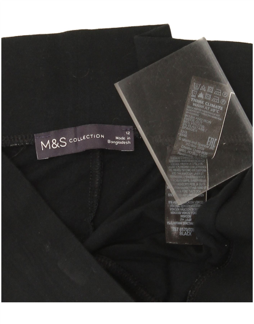 Marks & Spencer Dame Capri Leggings UK 12 Medium Black Viscose