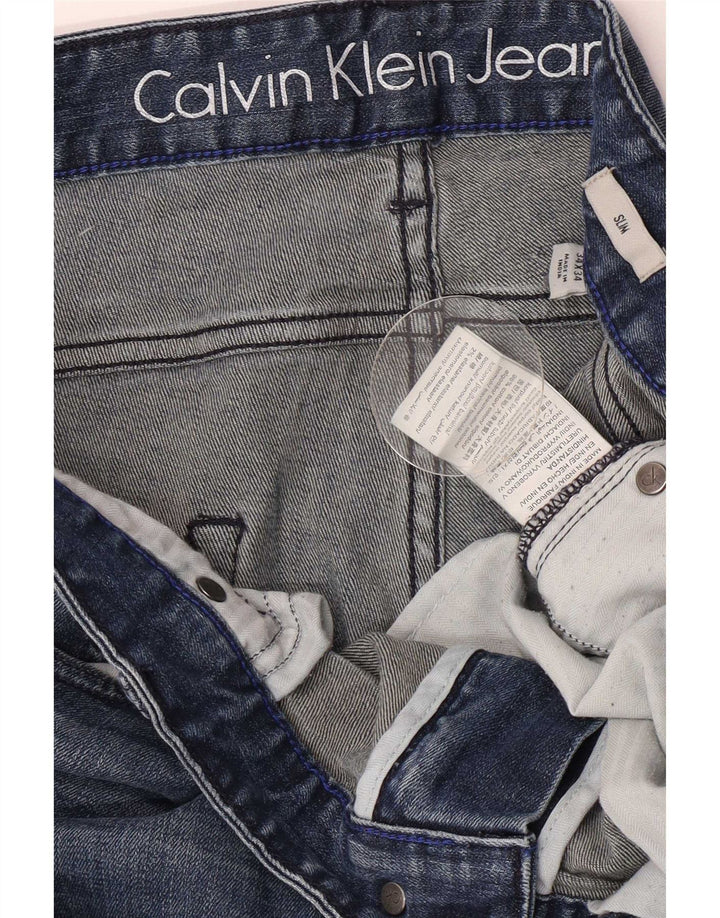 Calvin Klein Herre Slim Jeans W34 L34 Blå Bomuld