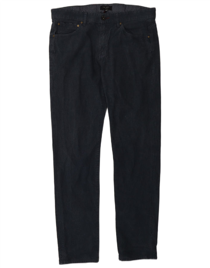 Ted Baker Slim Casual Bukser til mænd W32 L30 Marineblå sildebensbomuld