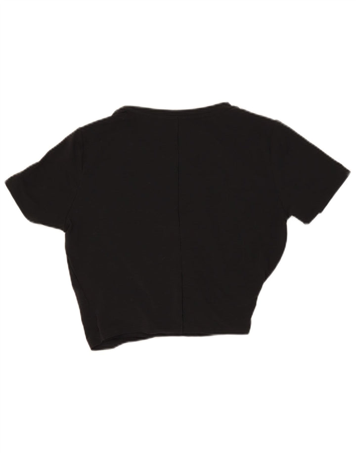 Nike Dame Dri Fit Crop T-Shirt Top UK 10 Lille sort polyester