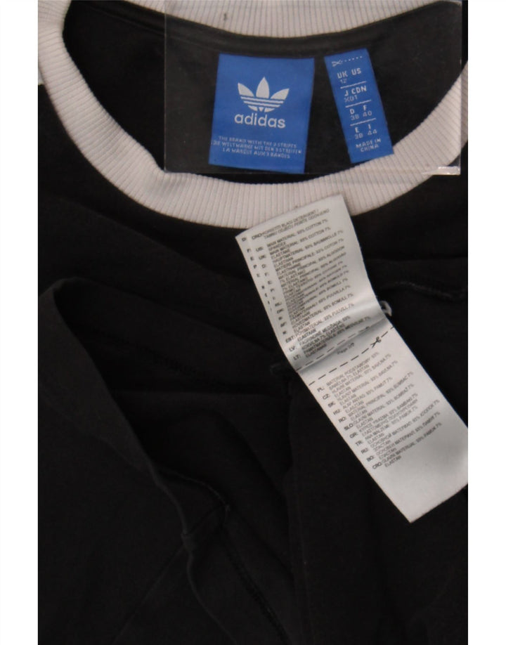 ADIDAS Dame Top Langærmet UK 12 Medium Sort Bomuld