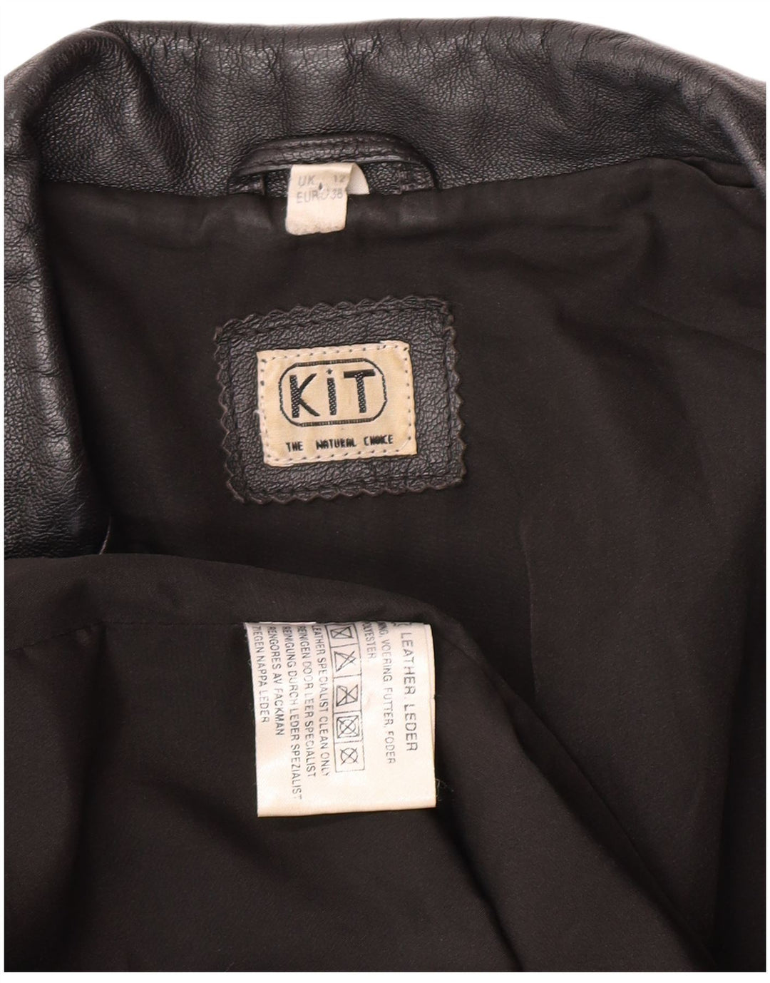 Vintage læderjakke til kvinder UK 12 Medium sort læder