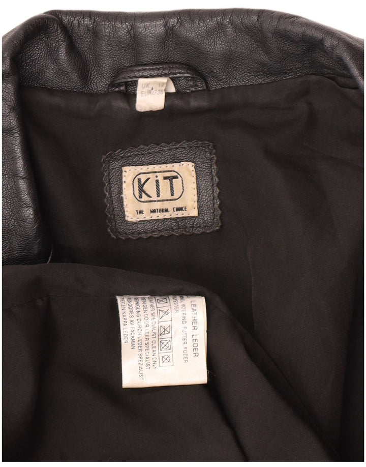 Vintage læderjakke til kvinder UK 12 Medium sort læder