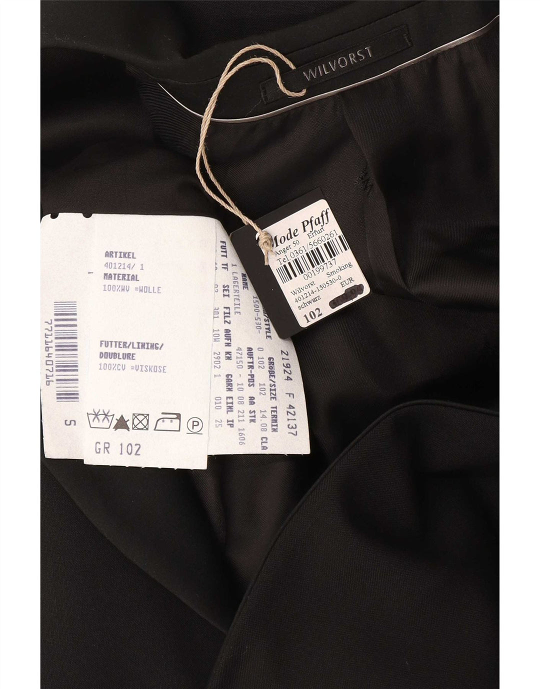 Wilvorst Herre 1 Knap Blazer Jakke EU 50 Stor Sort Uld