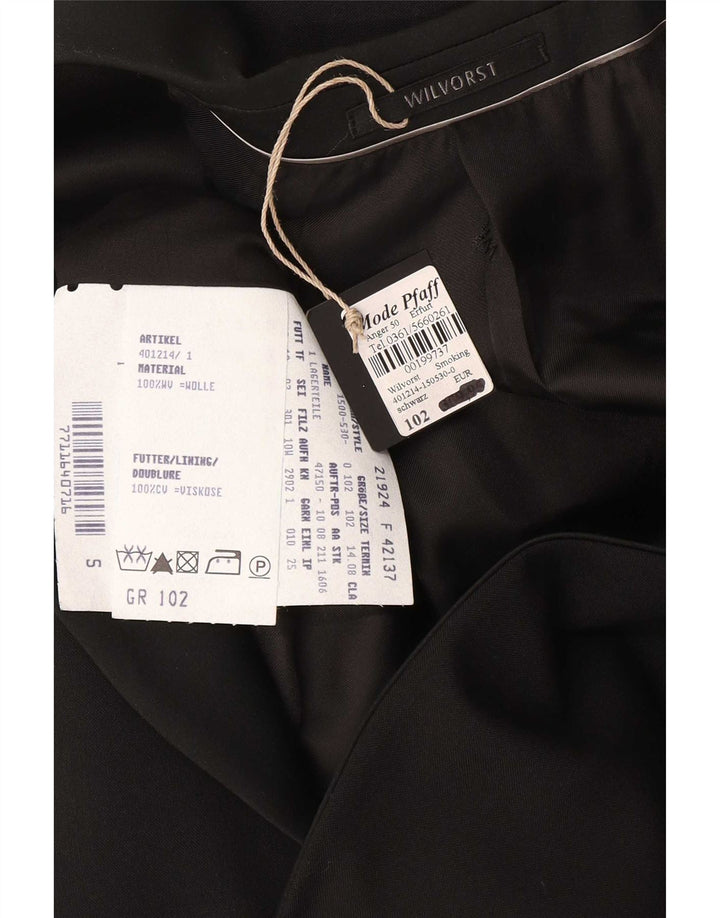 Wilvorst Herre 1 Knap Blazer Jakke EU 50 Stor Sort Uld