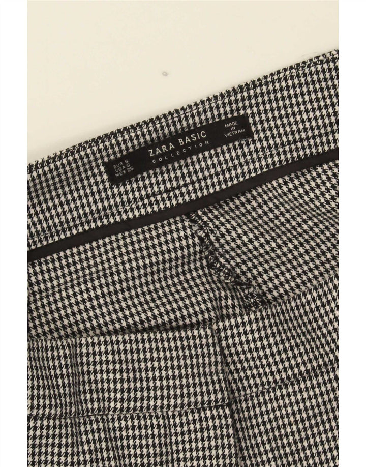 Zara Slim Cropped Bukser Small W26 L26 Black Houndstooth
