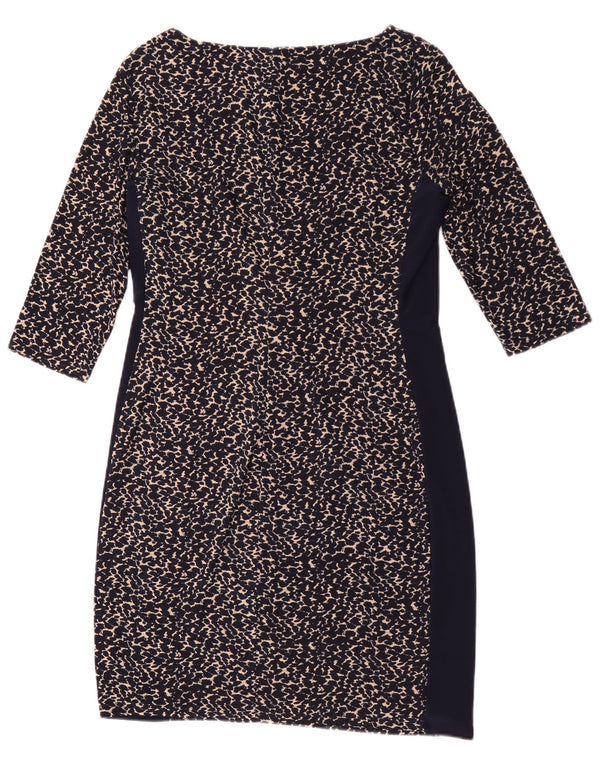 Ralph Lauren Dame Petite Skede Kjole US 14 XL Navy Blue Animal Print