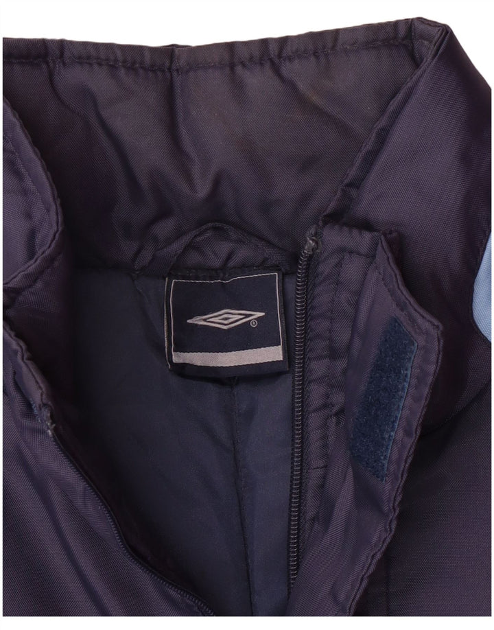 UMBRO Polstret frakke med hætte til mænd UK 38 Medium Navy Blue Colourblock Nylon