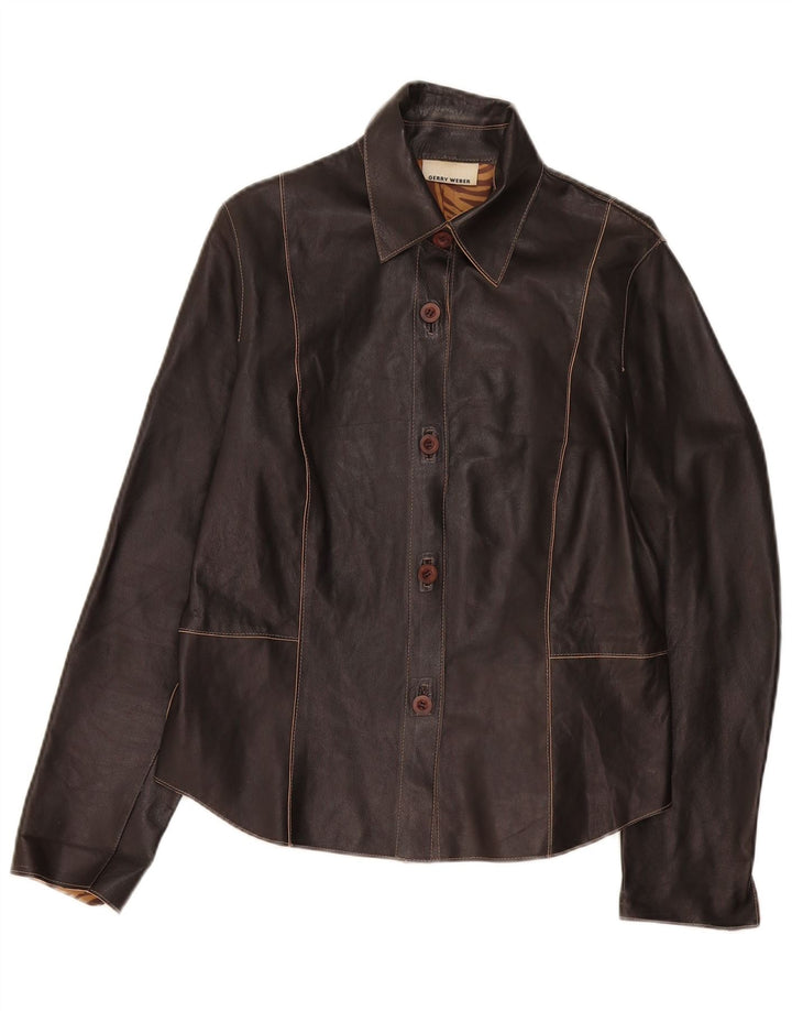 Gerry Weber Dame Læderjakke UK 14 Large Sort