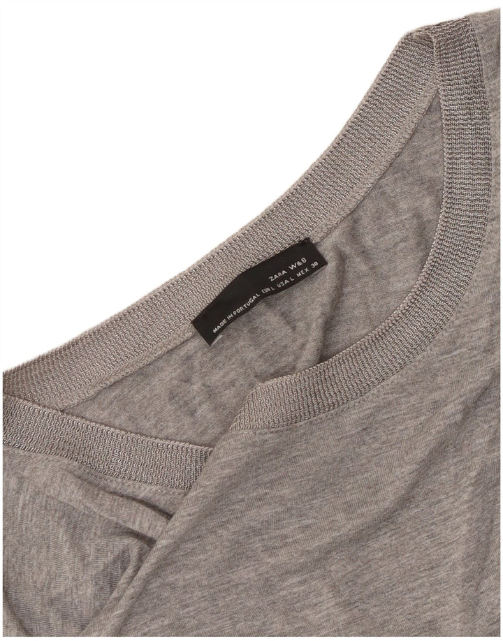 Zara Dame Top Langærmet UK 16 Large Grå Flecked