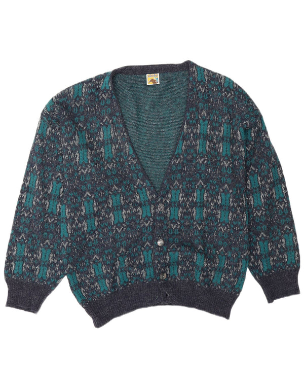 Derby Herre Cardigan Sweater Large Blue Geometric
