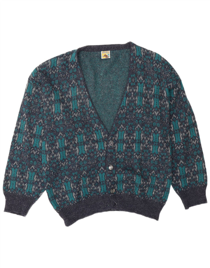 Derby Herre Cardigan Sweater Large Blue Geometric