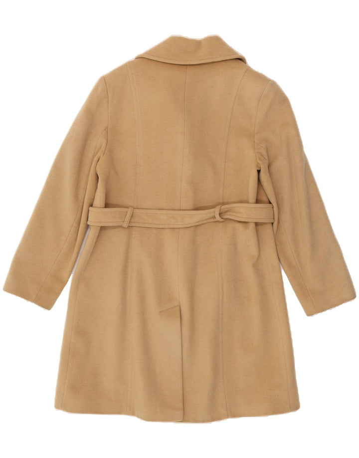 LARRY LEVINE Womens Overcoat UK 14 Medium Beige Lambswool Vintage Larry Levine and Second-Hand Larry Levine from Messina Hembry 