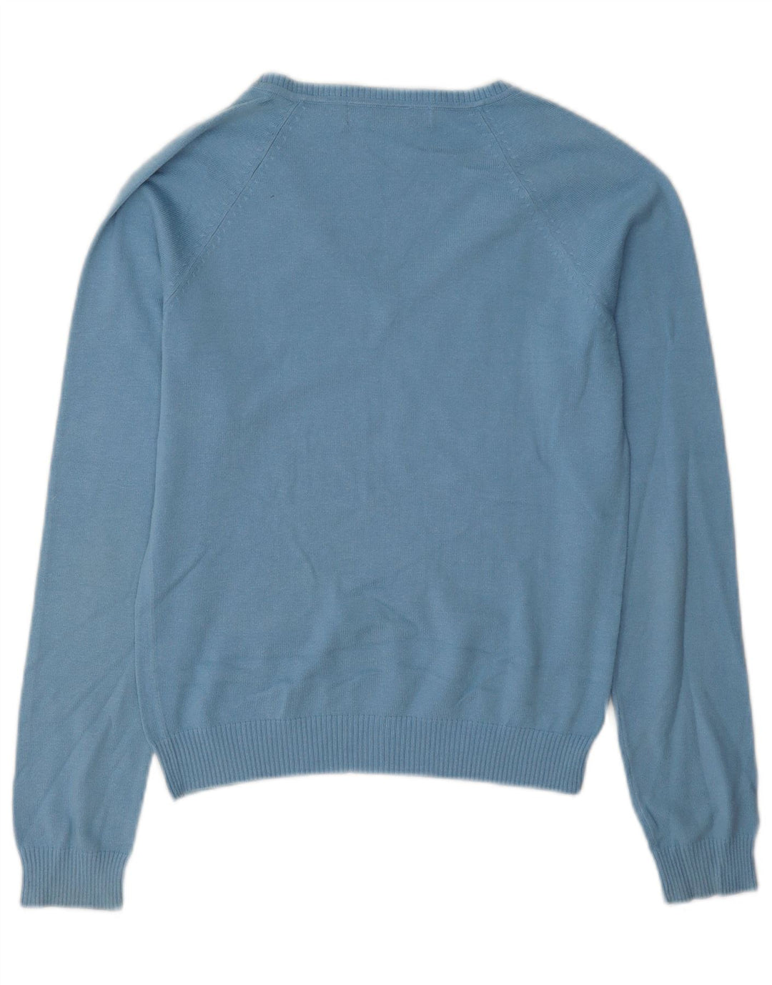 Zara Dame V-hals sweater UK 12 Medium Blue Bomuld