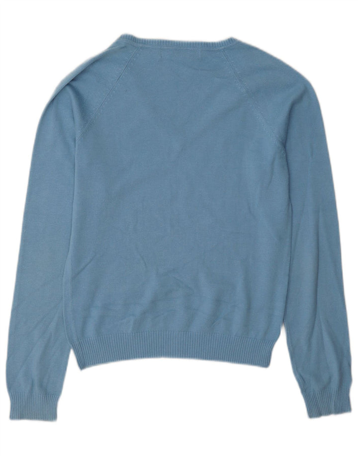 Zara Dame V-hals sweater UK 12 Medium Blue Bomuld