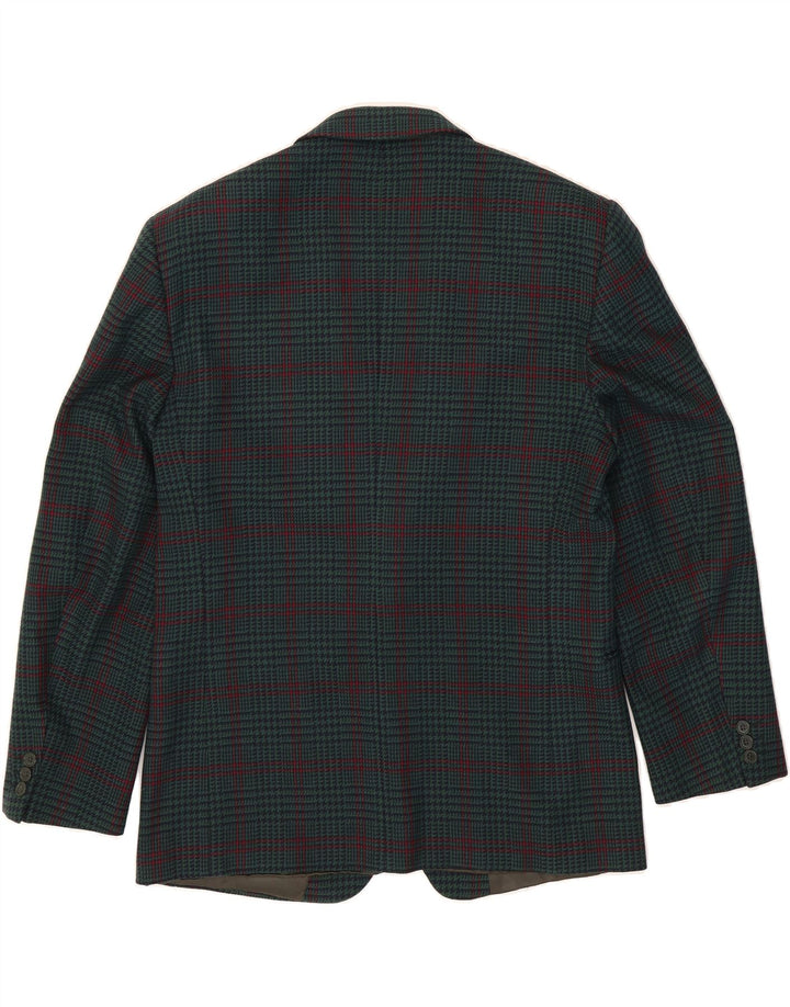 FERRE Mens 2 Button Blazer Jacket UK 40 Large Green Check Wool Vintage Ferre and Second-Hand Ferre from Messina Hembry 