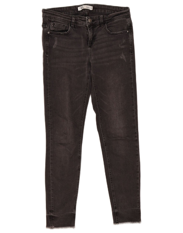 Zara Dame Distressed Skinny Jeans EU 36 XS W26 L27 Grå Bomuld