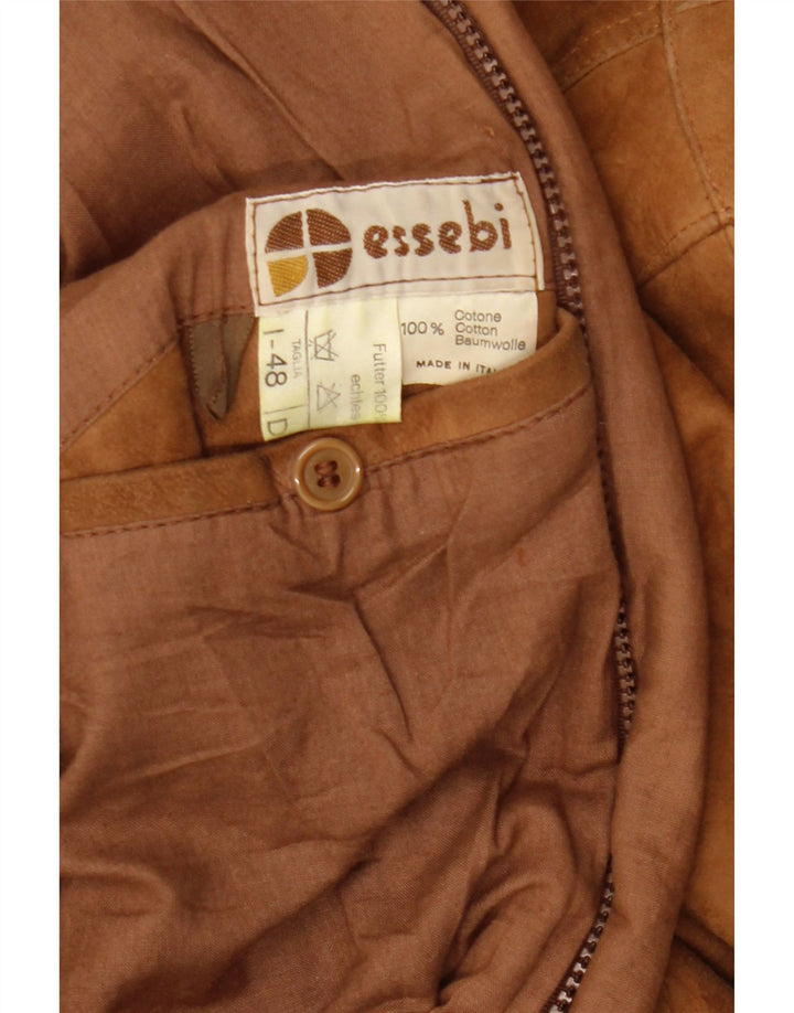 ESSEBI Herre Læderjakke EU 48 Medium Beige Læder