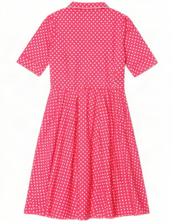 Vintage pigeswingkjole 13-14 år Pink Polka Dot Cotton