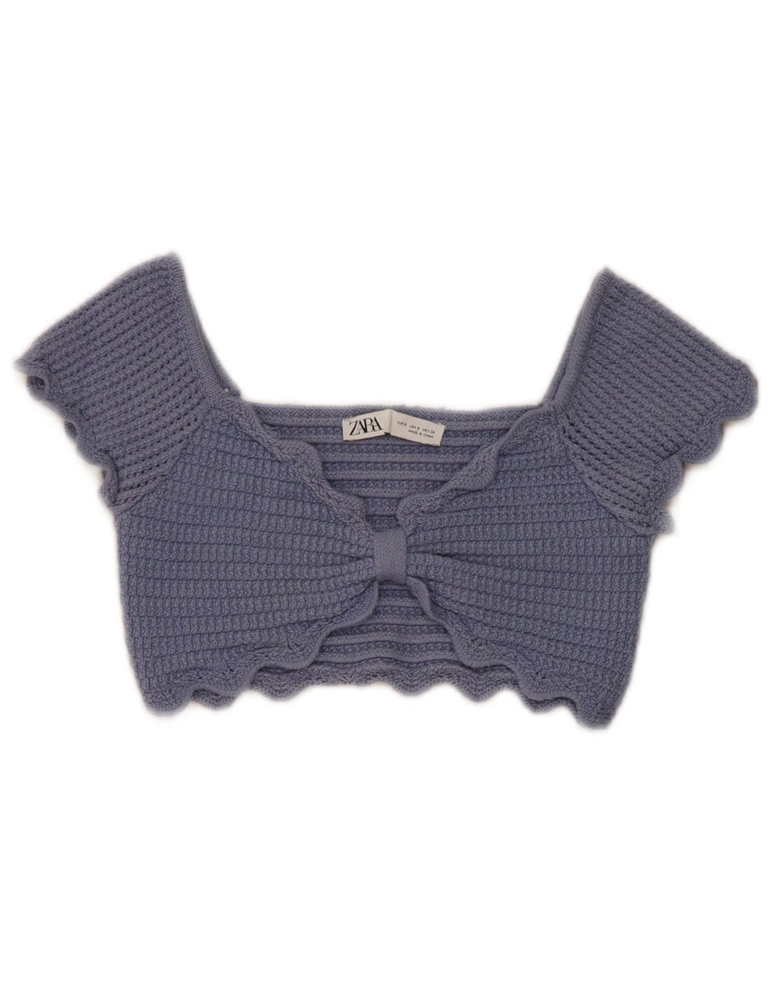 Zara Knit Crop Top UK 8 Small Blue