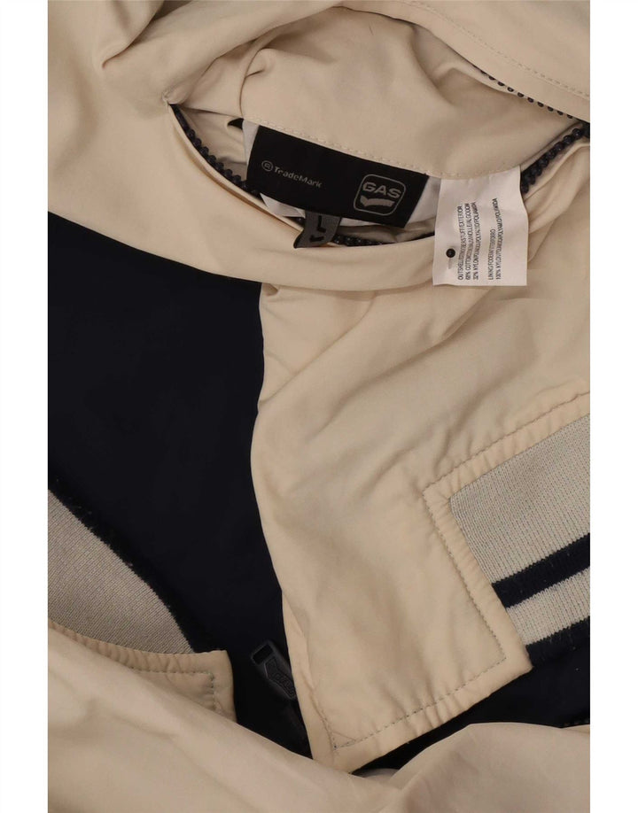 Gas Herre Vendbar Bomber Jacket UK 40 Stor Beige Colourblock Bomuld