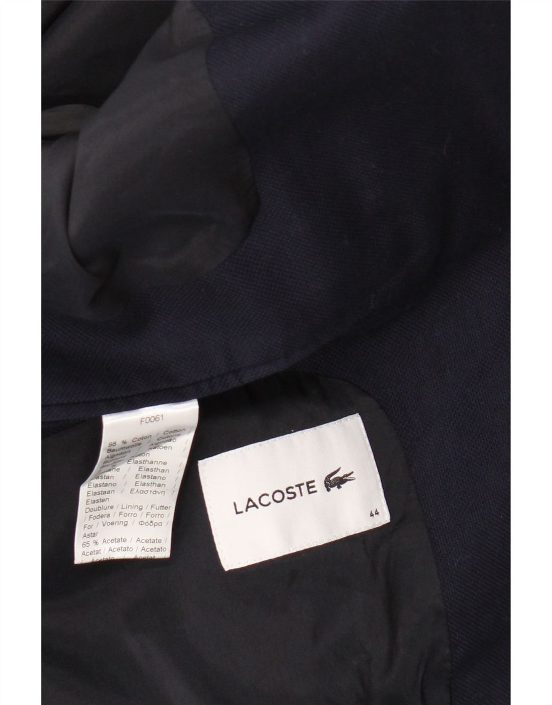 Lacoste Dame 1 Knap Blazer Jakke Størrelse 44 Stor Marineblå Bomuld
