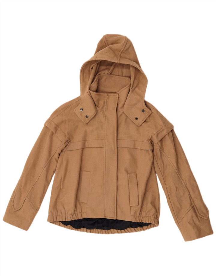 Zara Dame Hooded Bomber Jacket UK 10 Small Brown