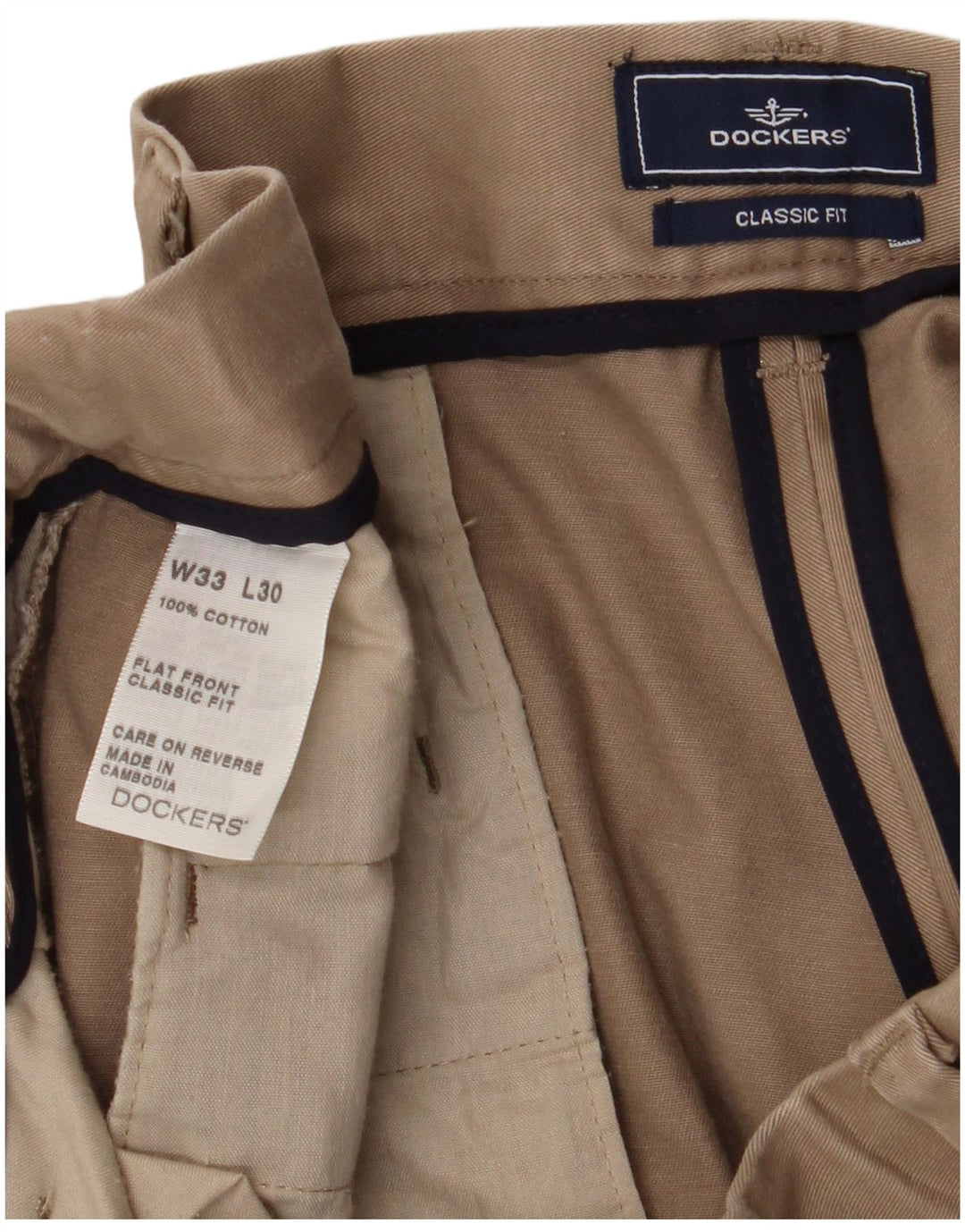 DOCKERS Herre Straight Classic Fit Chinobukser W33 L30 Beige Bomuld